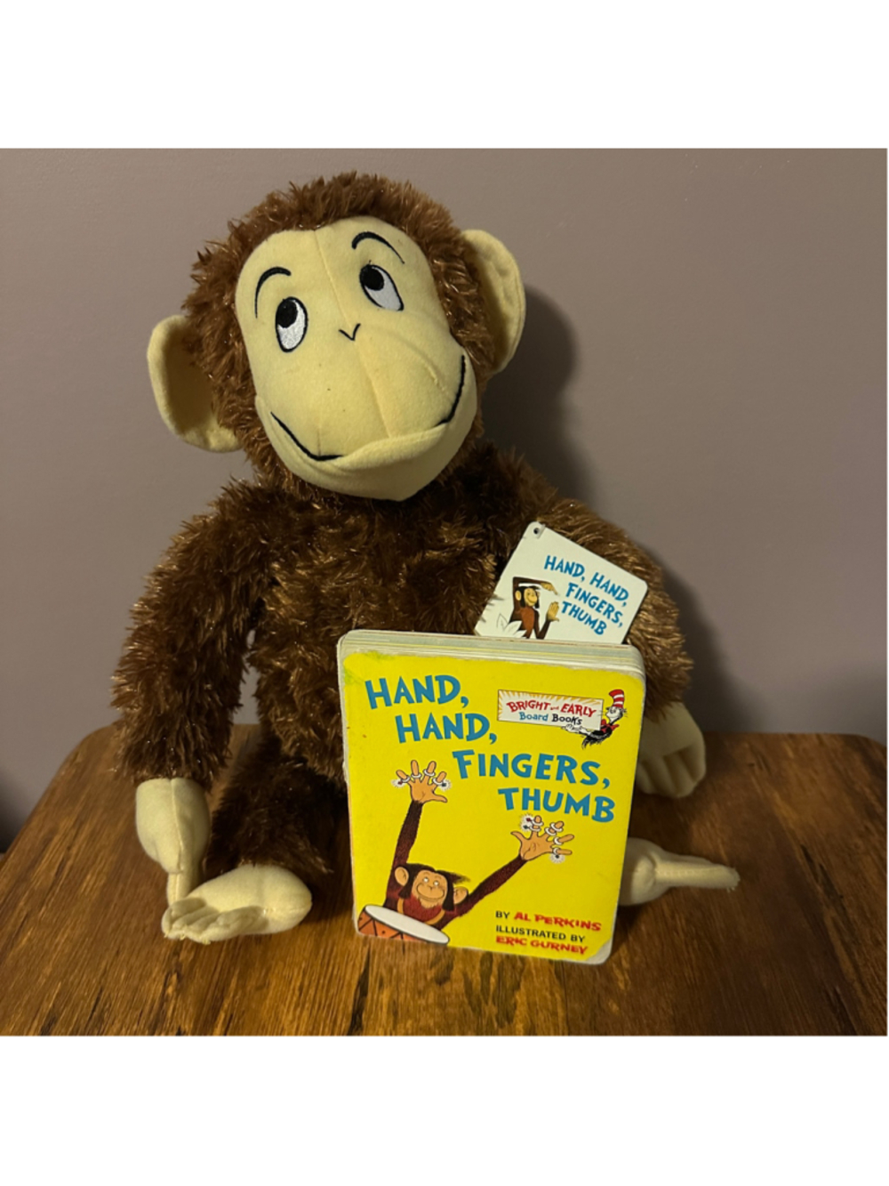 Kohl's Cares Monkey Plush & Hand Hand Fingers Thumb Book Bundle Brown Baby
